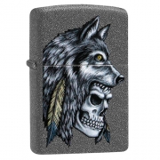  Zippo - 29863 Wolf Skull Feather Design
